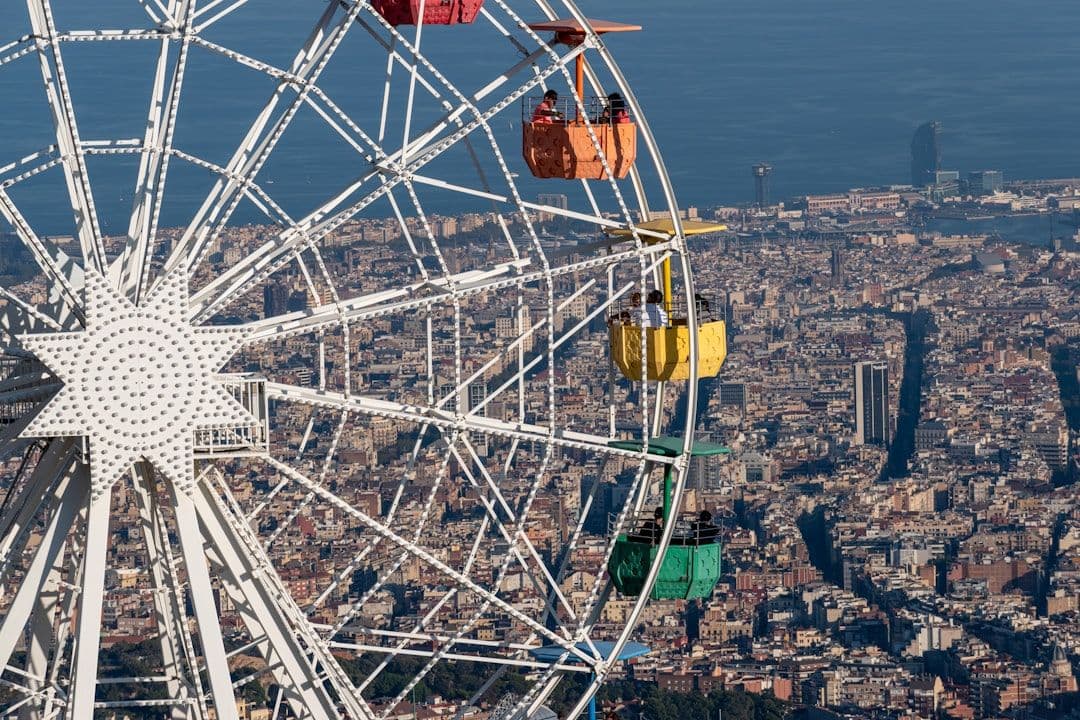 Tibidabo funfair Ferris wheel overlooking Barcelona